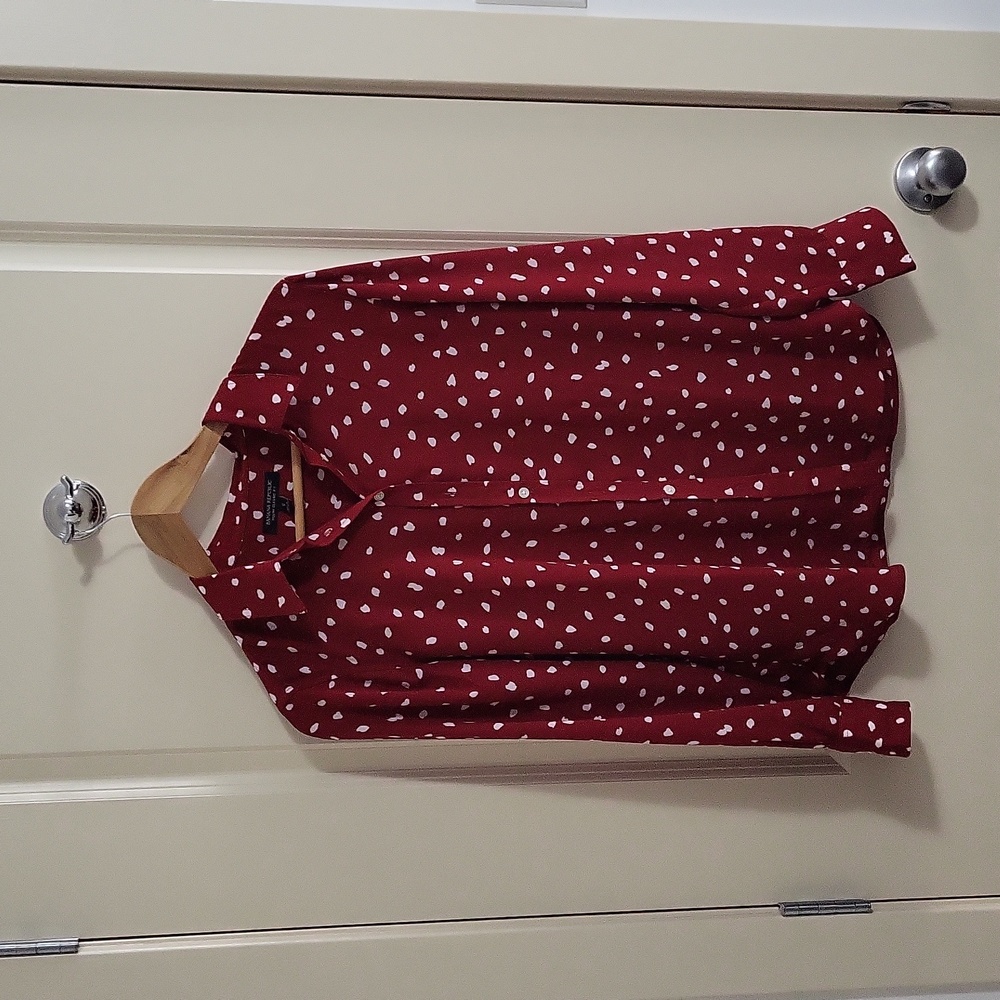 Banana Republic Dillon Classic-Fit Red with White Dots Shirt S